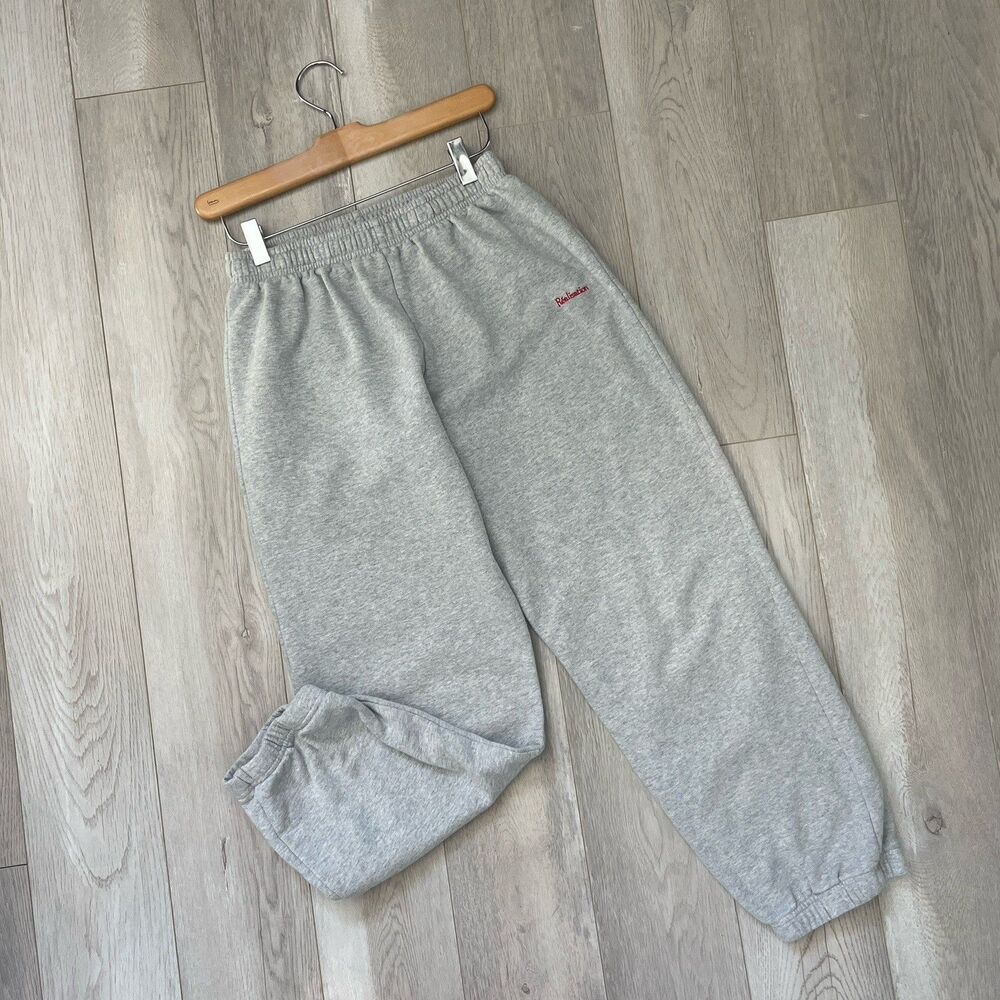 Realisation Par Sweatpants cotton high rise pull on womens Gray small loungewear